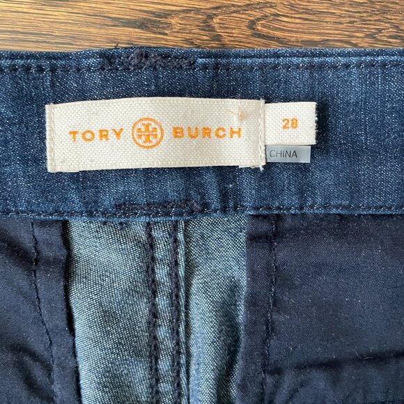 Tory Burch Dark Denim Etta Cuffed Jeans PantsTrousers-Size 28 - Picture 4 of 14